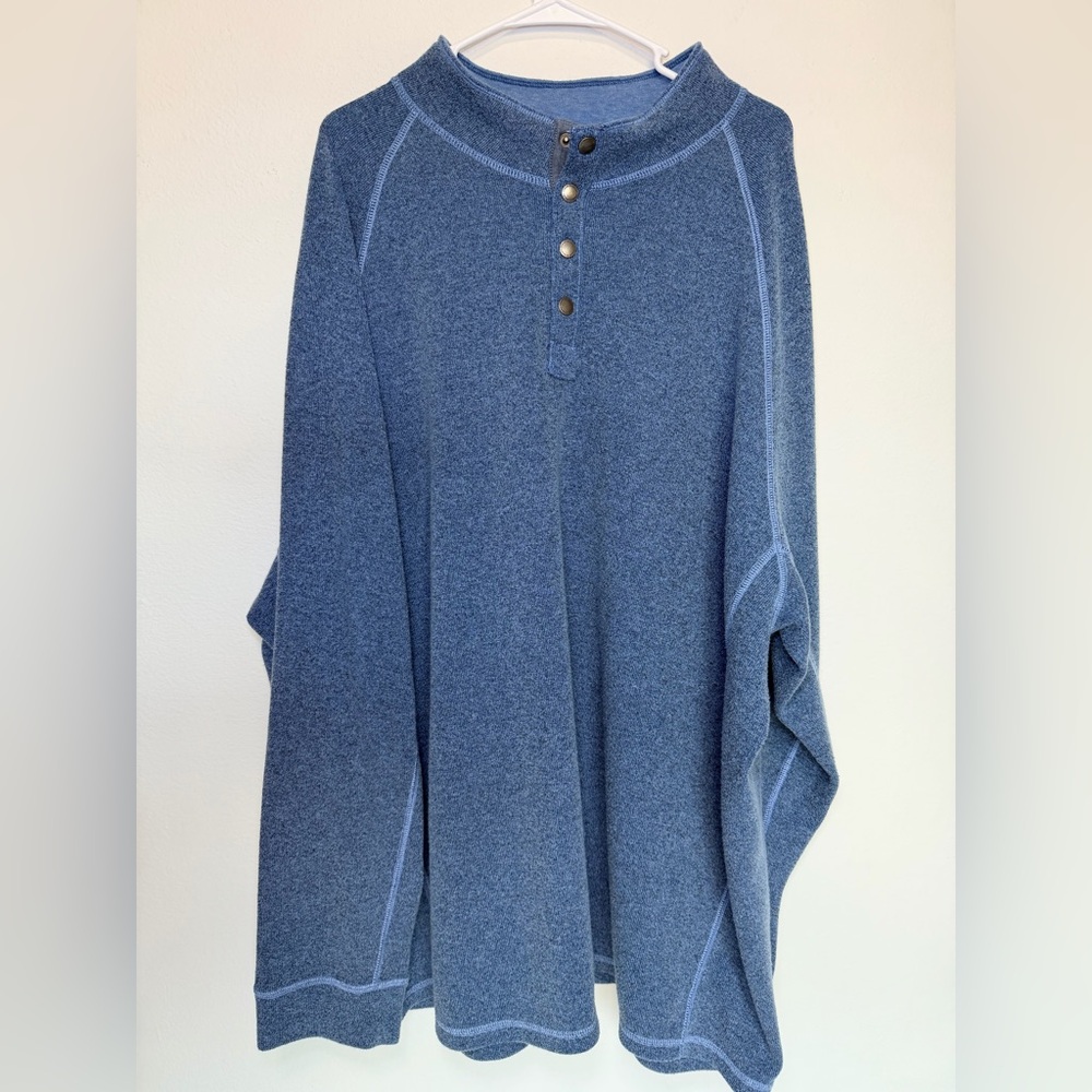 Tommy Bahama Men's 2XL Palm Canyon Reversible Snap Pullover Sweater Bengal Blue